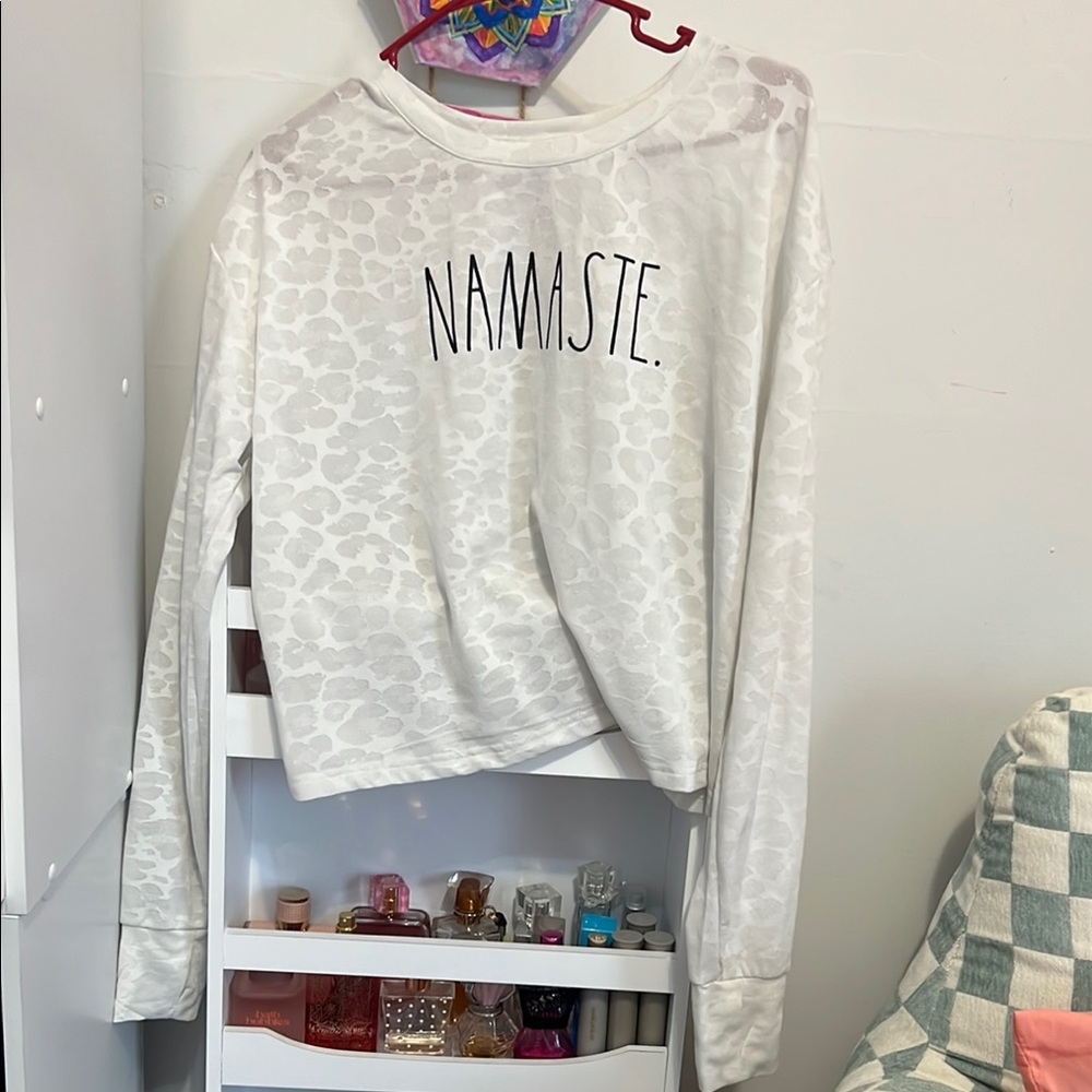 White 'Namaste' Long Sleeve Top